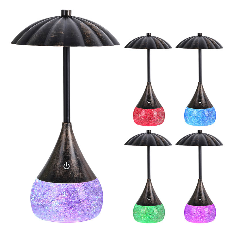 لامپ میز LED نور طبیعی با بطری زرق و برق RGB
