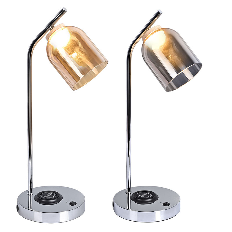 چراغ رومیزی LED QI با سایه شیشه ای