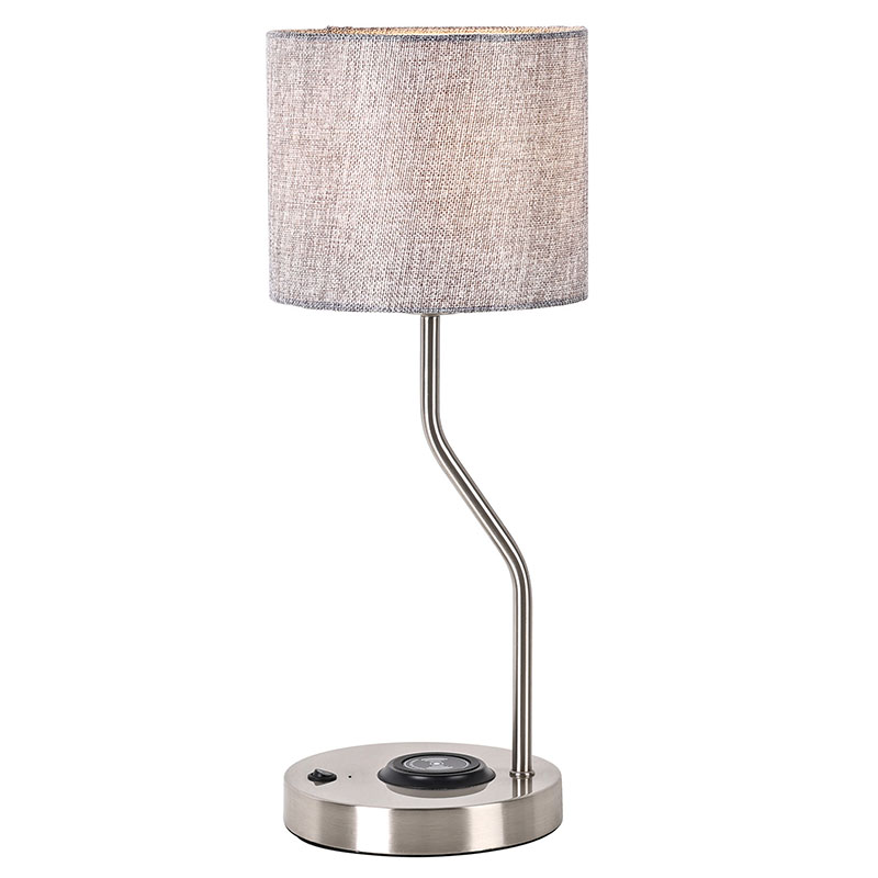 چراغ رومیزی شارژر تلفن بی سیم با سایه بان پارچه ای